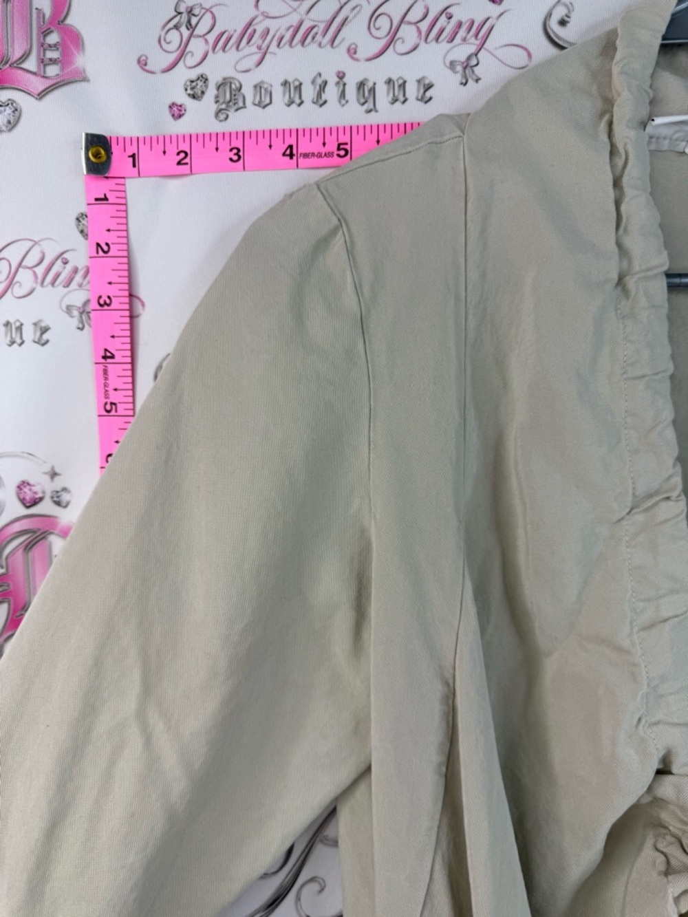 bryn Walker long sleeve cardigan Cream Ruffled Open-Front Draped Cardigan - Picture 8 of 15